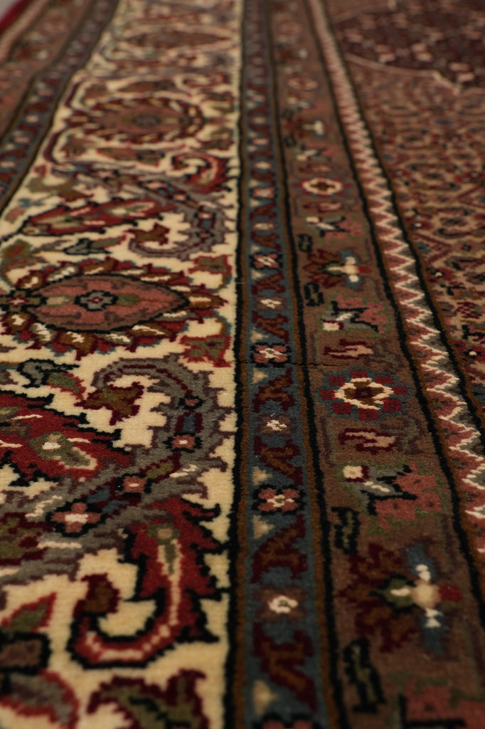 6.6 x 9.8 Quality Handmade Wool and Silk Tabriz Mahi Ruby Burgundy #F-4481