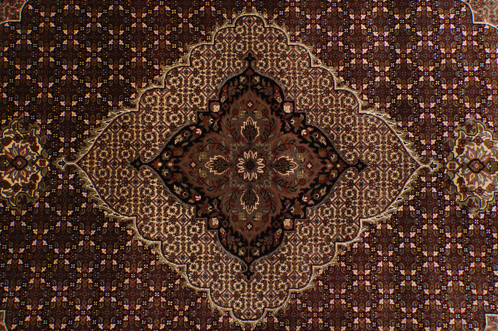 6.6 x 9.8 Quality Handmade Wool and Silk Tabriz Mahi Ruby Burgundy #F-4481