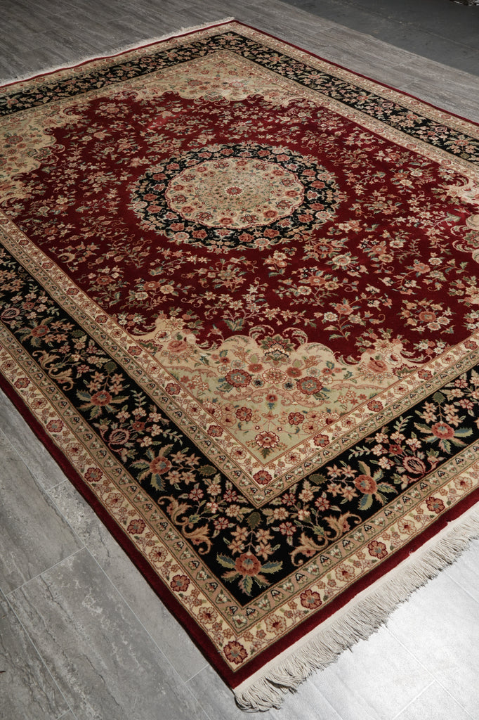 7.7 x 10 Gorgeous Quality Wool and Silk Hand-Knotted SinoTabriz Rug #F-3122