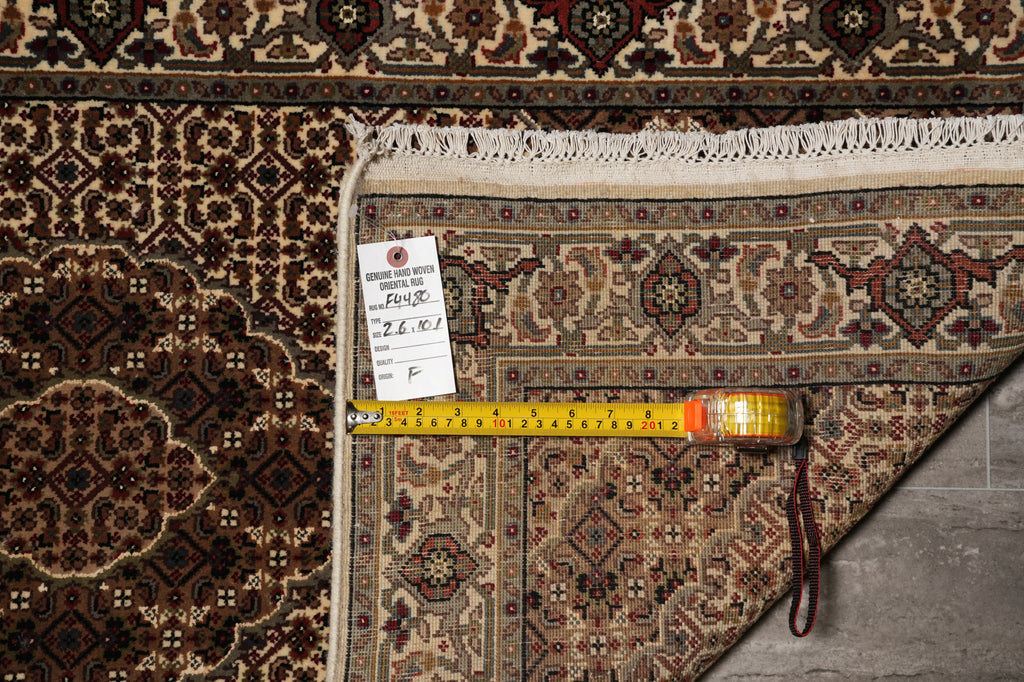 2.6 x 10.1 Tabriz Mahi Runner Wool and Silk Handmade Rug #F-4480
