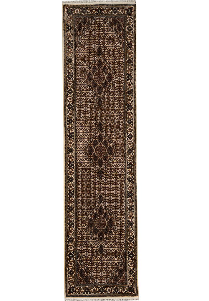 2.6 x 10.1 Tabriz Mahi Runner Wool and Silk Handmade Rug #F-4480