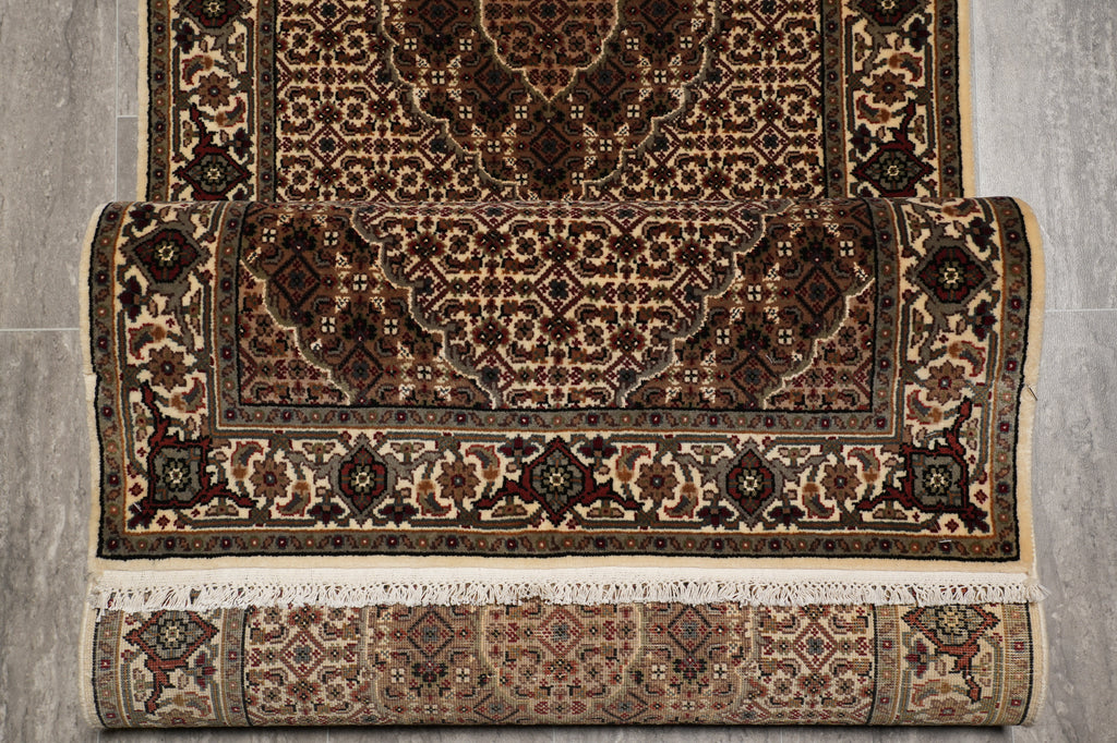 2.6 x 10.1 Tabriz Mahi Runner Wool and Silk Handmade Rug #F-4480