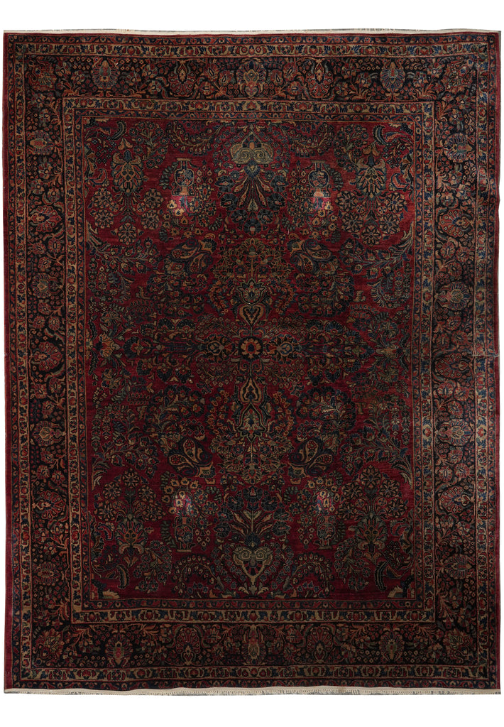 8.9 x 11.6 Antique Persian Sarouk Rug #F-3362