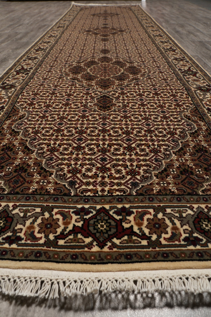 2.6 x 10.1 Tabriz Mahi Runner Wool and Silk Handmade Rug #F-4480