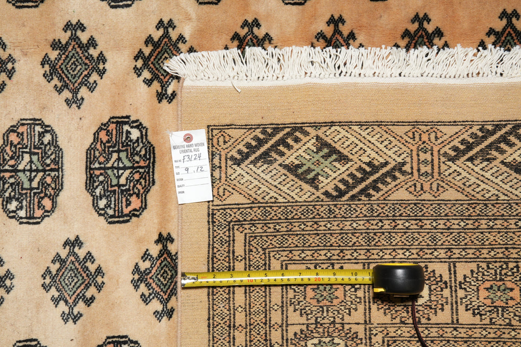 9 x 12 Bokhara Rug Beige Hand-Knotted Pakistan #F-3124
