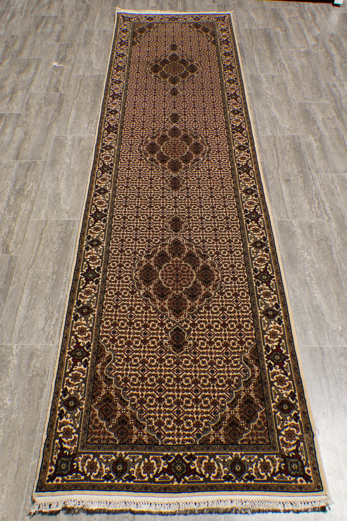 2.6 x 10.1 Tabriz Mahi Runner Wool and Silk Handmade Rug #F-4480