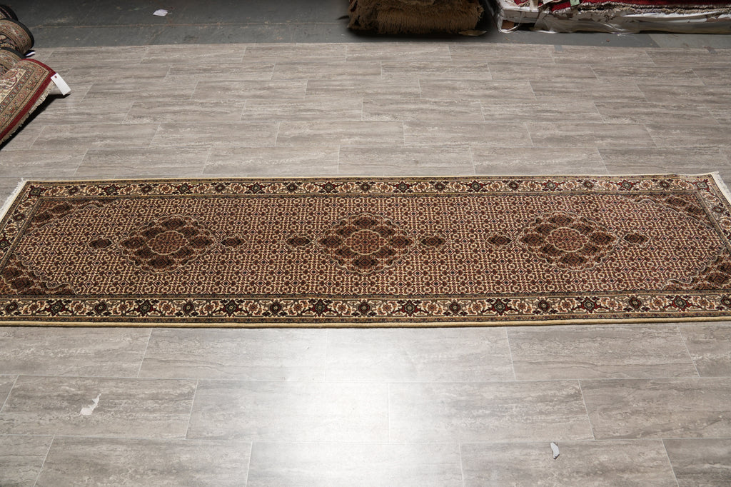 2.6 x 10.1 Tabriz Mahi Runner Wool and Silk Handmade Rug #F-4480