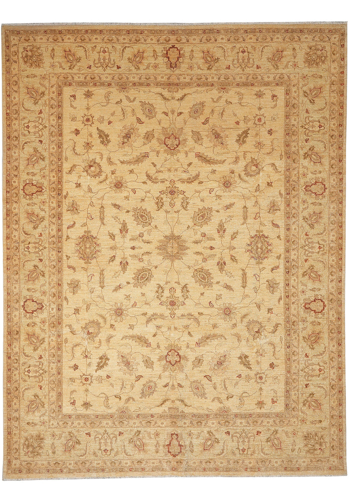8 x 10.4 Beige Gold Natural Wool Quality Chobi Peshawar Area Rug #F-4482