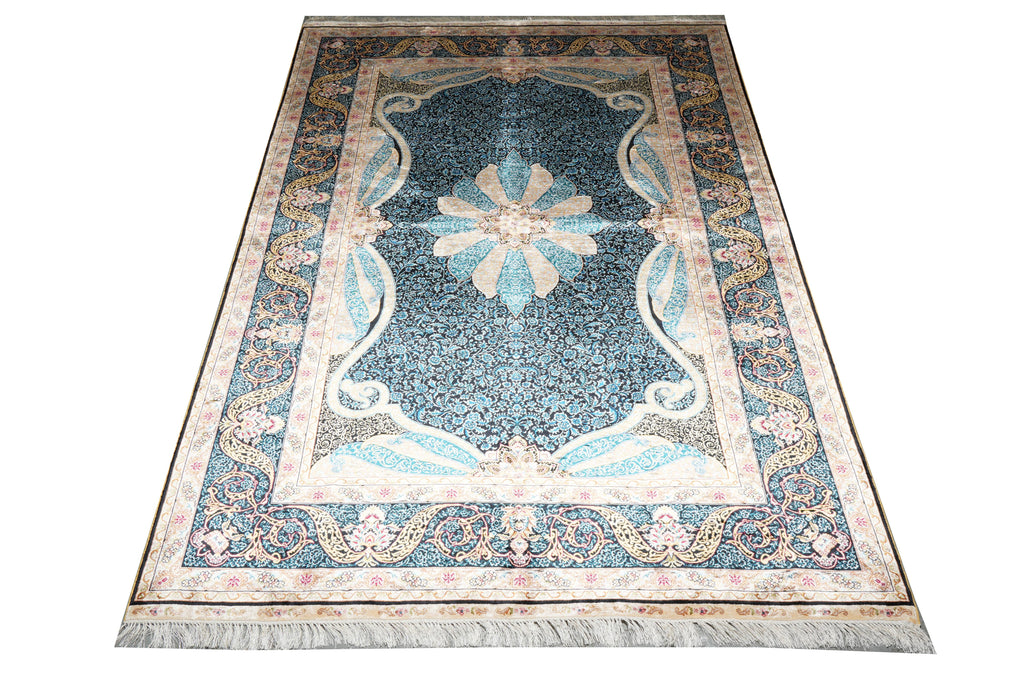 5 x 8 Silk Handmade Rug Hareke Pattern #PIX-58752