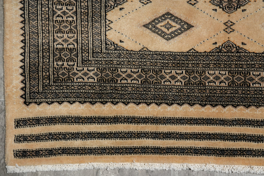 4 x 5.8 Hand-Knotted Bokhara Jaldar Rug Geometric Diamond Pattern  #B-75631