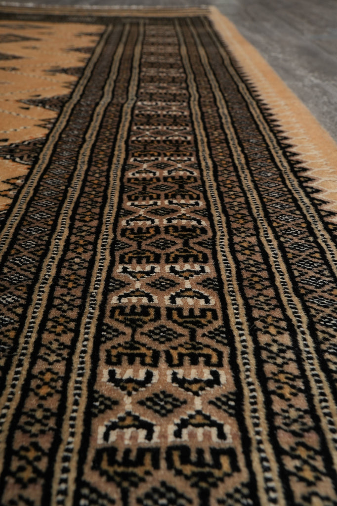 4 x 5.8 Hand-Knotted Bokhara Jaldar Rug Geometric Diamond Pattern  #B-75631