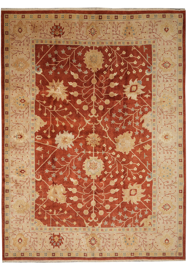 9 x 12 Natural Wool Zigler Chobi Peshawar Area Rug #F-4483