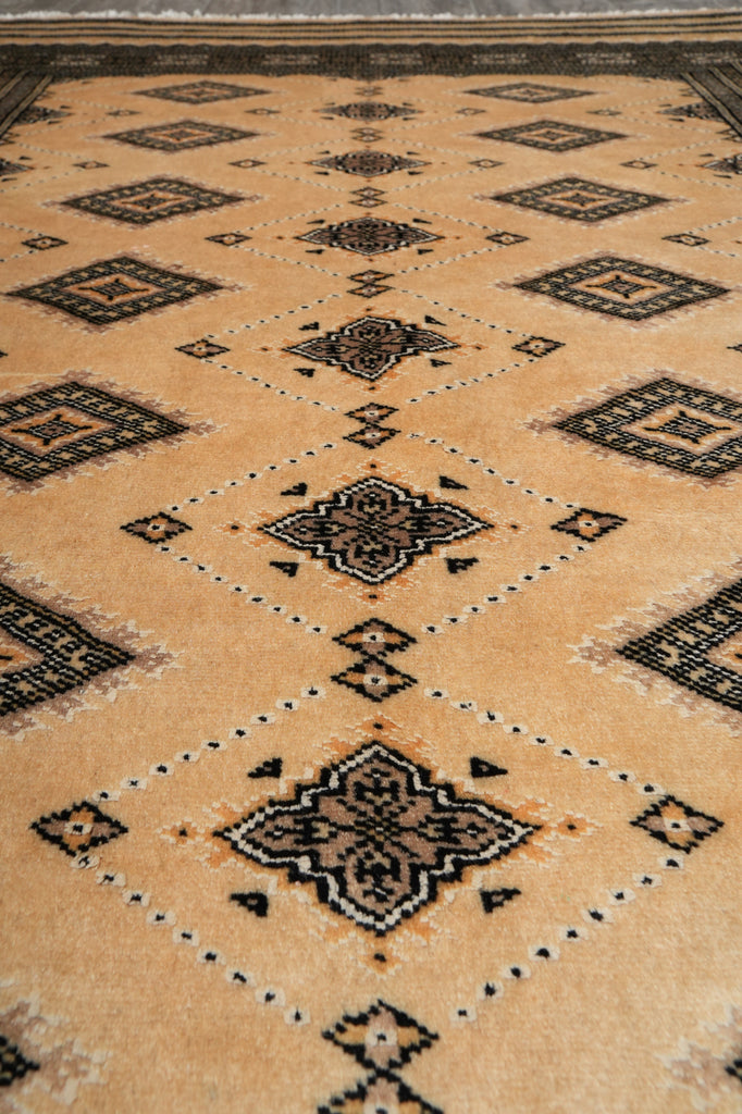 4 x 5.8 Hand-Knotted Bokhara Jaldar Rug Geometric Diamond Pattern  #B-75631