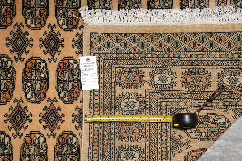 4 x 6 Hand-Knotted Beige Bokhara Rug #F-3125