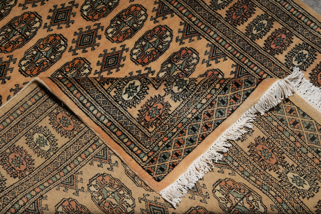 4 x 6 Hand-Knotted Beige Bokhara Rug #F-3125