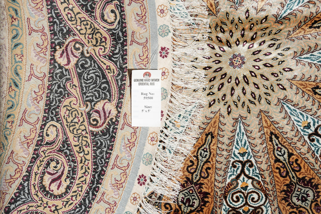 5 x 5 Round Silk Handmade Rug #PIX-59500