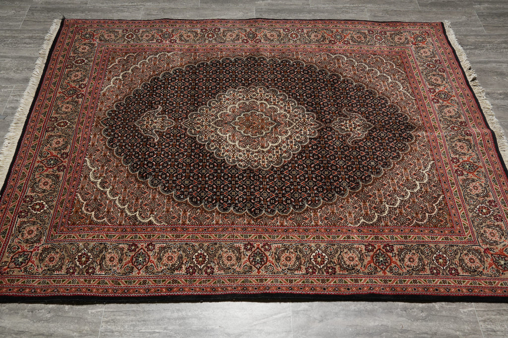 5 x 6.4 Authentic Fine Quality Persian Mahi Tabriz Wool & Silk Rug 400 KPSI Iran #B-74985