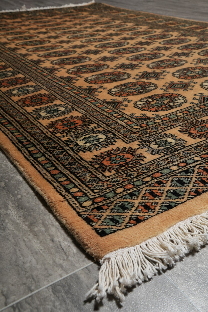 4 x 6 Hand-Knotted Beige Bokhara Rug #F-3125