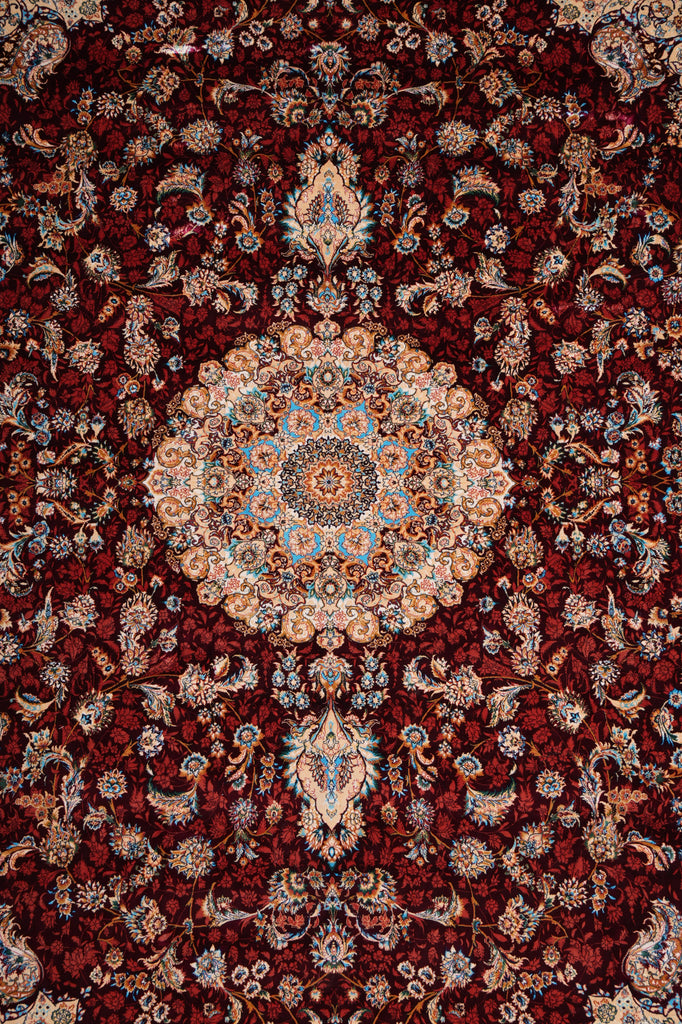 6.6 x 10 Burgundy Bamboo Silk Turkish Rug Elegant - view 9