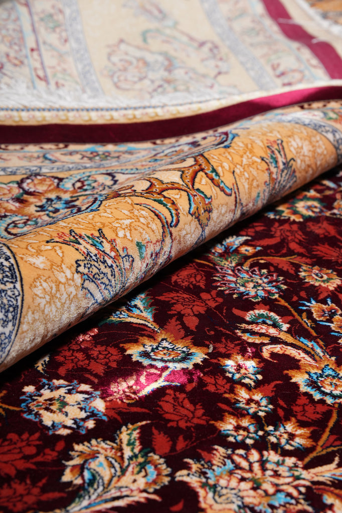 6.6 x 10 Burgundy Bamboo Silk Turkish Rug Elegant - view 13
