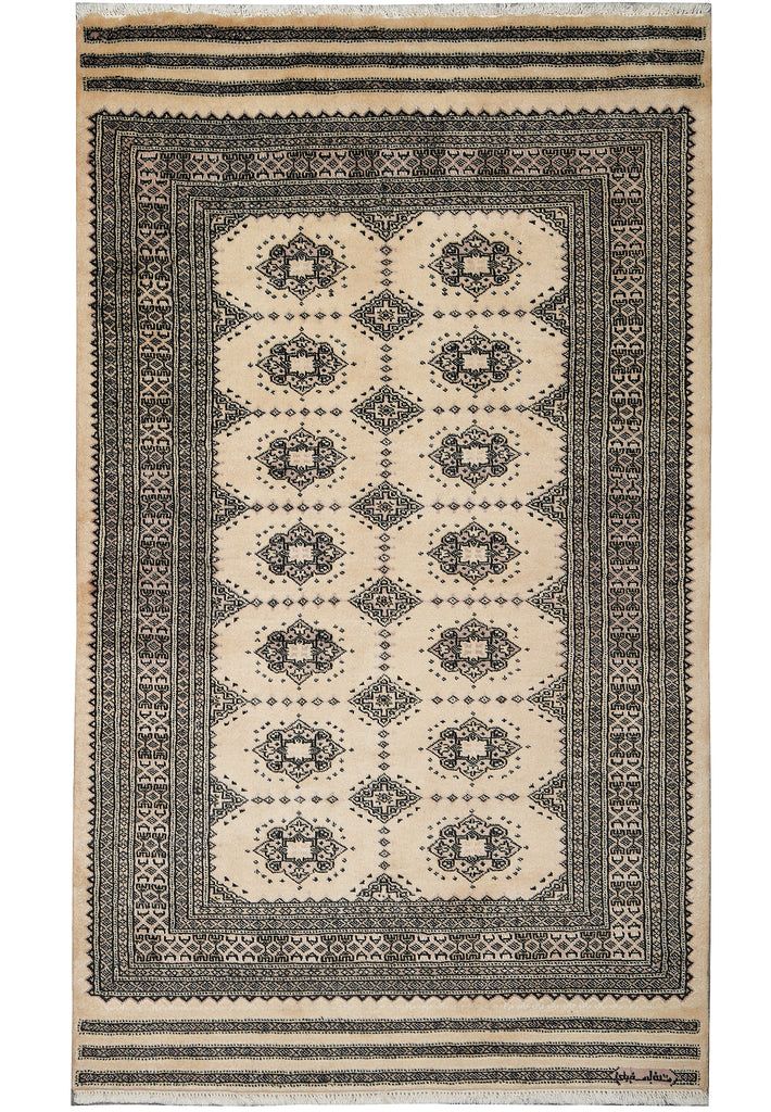 4 x 6.7 Jaldar Bokhara Rug Hand-Knotted Modern #B-75628