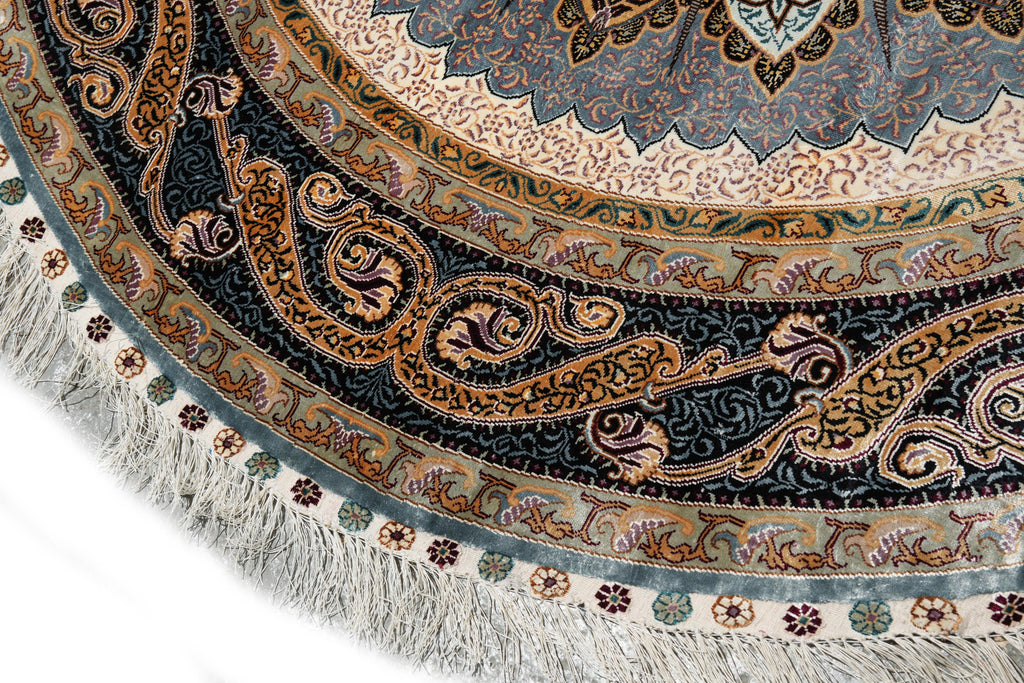 5 x 5 Round Silk Handmade Rug #PIX-59500