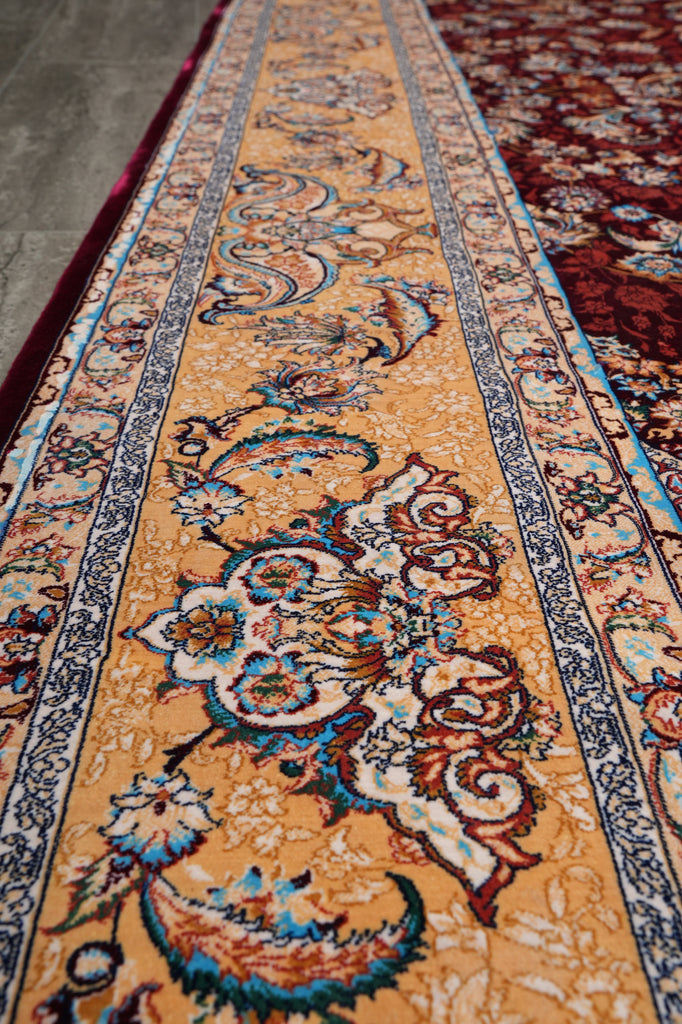 6.6 x 10 Burgundy Bamboo Silk Turkish Rug Elegant - view 11