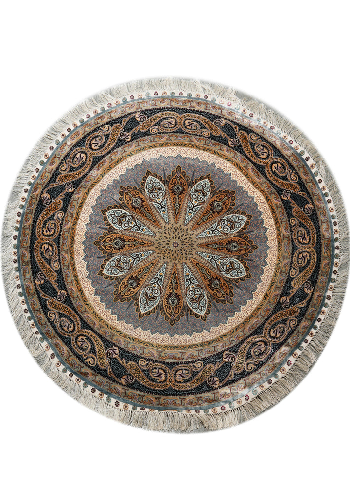 5 x 5 Round Silk Handmade Rug #PIX-59500