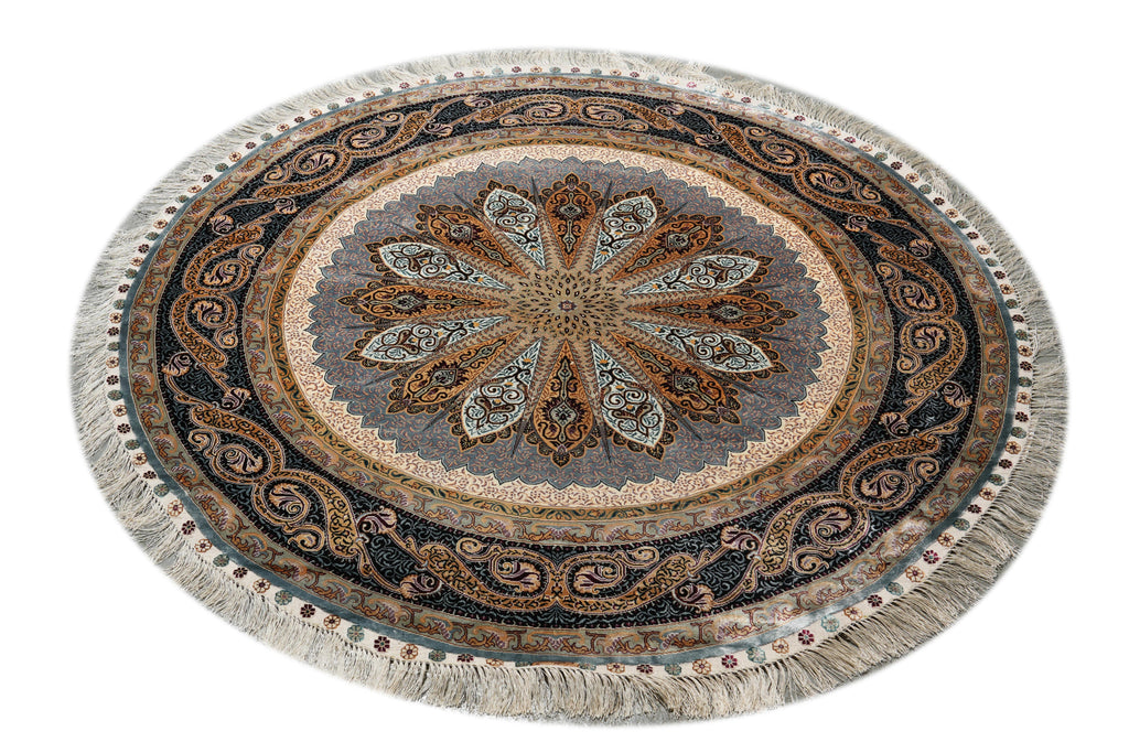 5 x 5 Round Silk Handmade Rug #PIX-59500