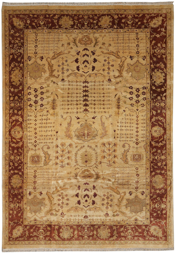 8.7 x 12.1 Beige Gold Rust Chobi Peshawar Handmade Rug #B-72553