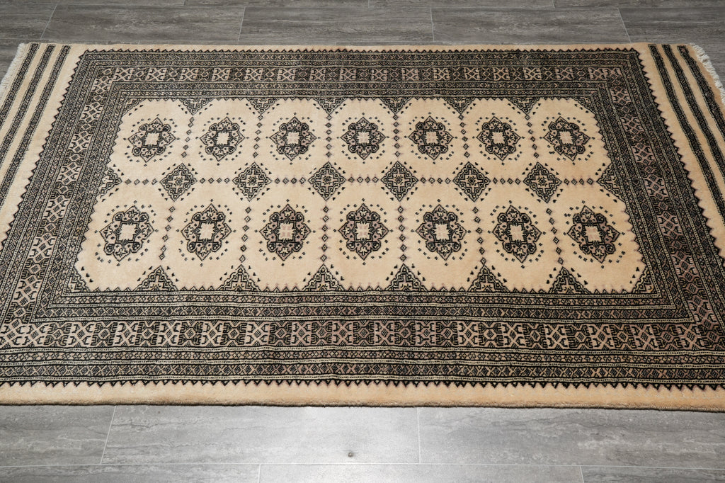 4 x 6.7 Jaldar Bokhara Rug Hand-Knotted Modern #B-75628