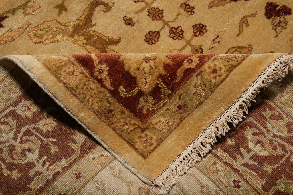 8.7 x 12.1 Beige Gold Rust Chobi Peshawar Handmade Rug #B-72553