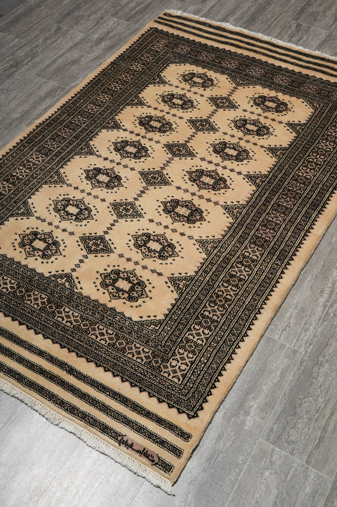 4 x 6.7 Jaldar Bokhara Rug Hand-Knotted Modern #B-75628