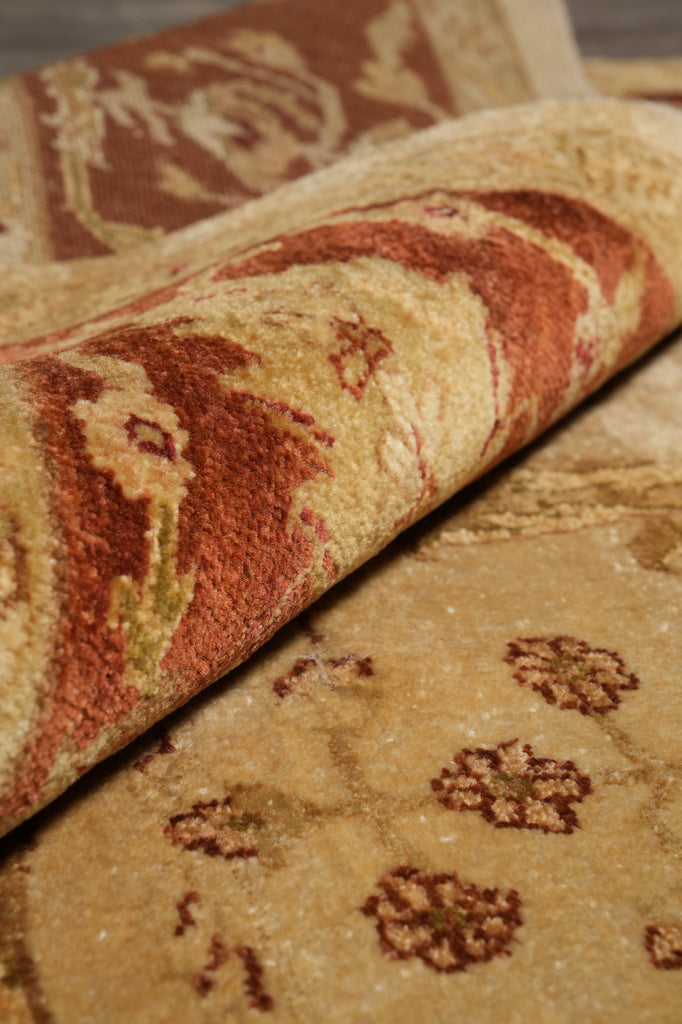 8.7 x 12.1 Beige Gold Rust Chobi Peshawar Handmade Rug #B-72553