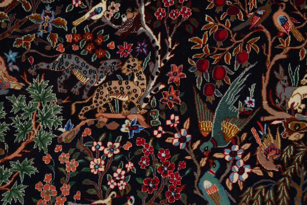 3.8 x 5.3 Signed Fine Persian Esfahan Rug Wool and Silk on Silk 500 KPSI Paradise Animals #F-3364