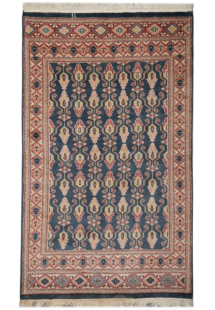 4 x 6.3 Hand-Knotted Paksiatn Jaldar Rug Slate BLue #PIX-19612