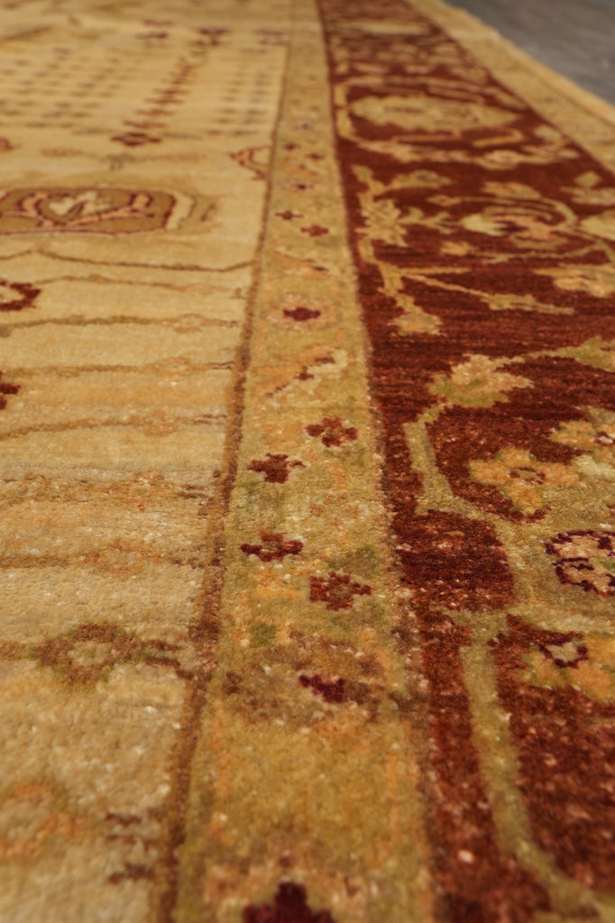 8.7 x 12.1 Beige Gold Rust Chobi Peshawar Handmade Rug #B-72553