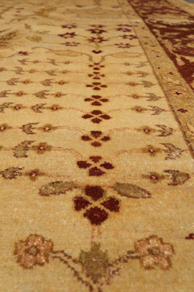 8.7 x 12.1 Beige Gold Rust Chobi Peshawar Handmade Rug #B-72553