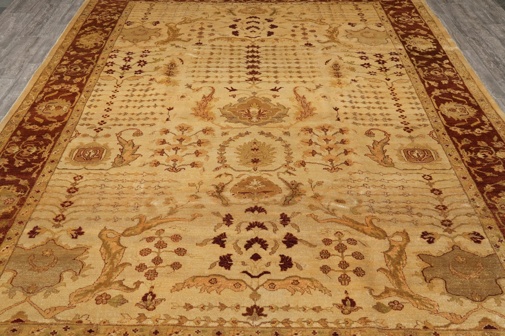 8.7 x 12.1 Beige Gold Rust Chobi Peshawar Handmade Rug #B-72553