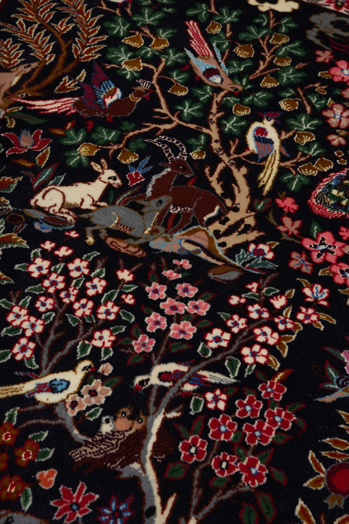 3.8 x 5.3 Signed Fine Persian Esfahan Rug Wool and Silk on Silk 500 KPSI Paradise Animals #F-3364