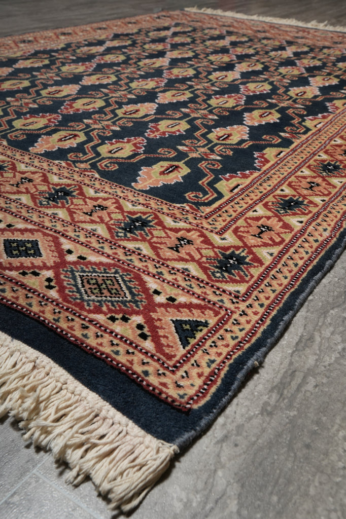 4 x 6.3 Hand-Knotted Paksiatn Jaldar Rug Slate BLue #PIX-19612