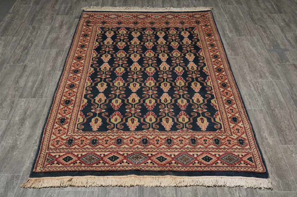 4 x 6.3 Hand-Knotted Paksiatn Jaldar Rug Slate BLue #PIX-19612
