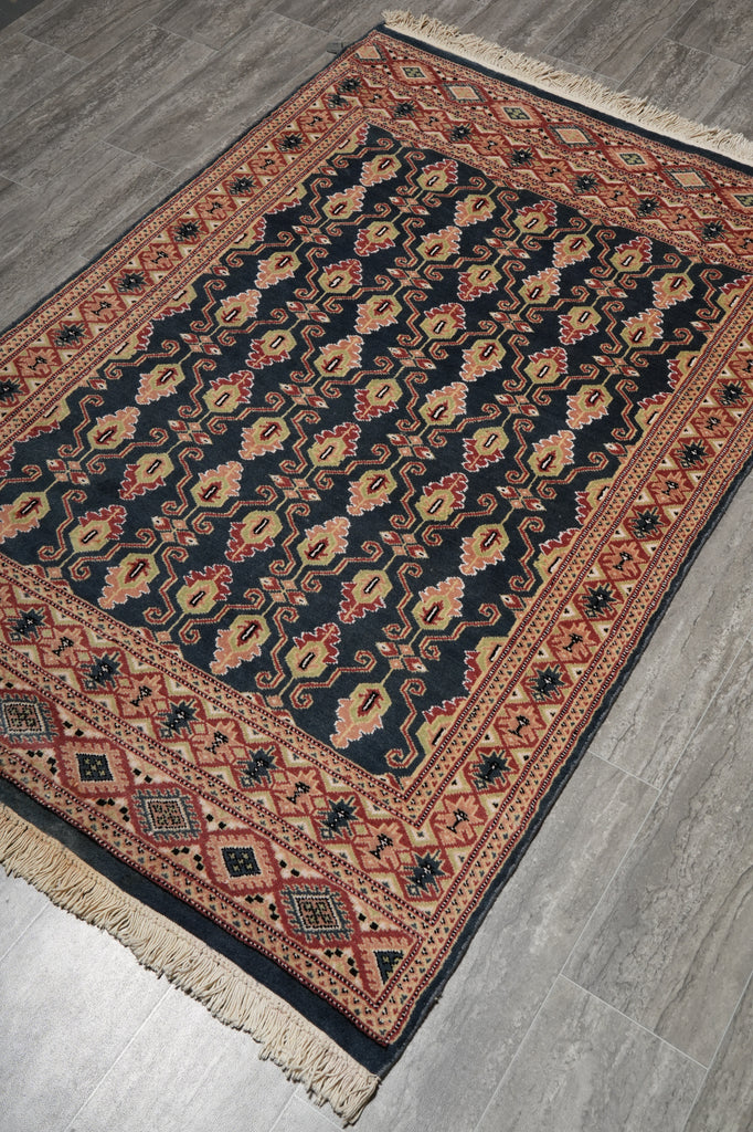 4 x 6.3 Hand-Knotted Paksiatn Jaldar Rug Slate BLue #PIX-19612