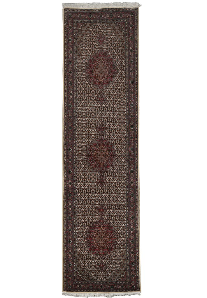 10 Fine Rug Authentic Persian Tabriz Mahi Runner Wool and Silk 400 KPSI #PIX-10757