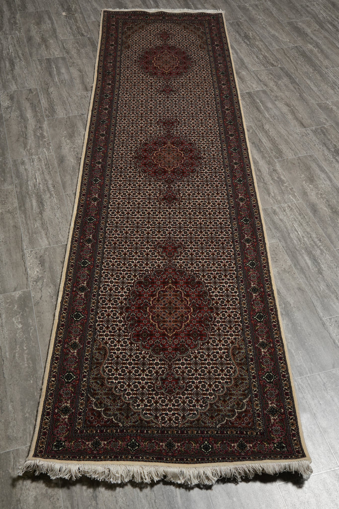 10 Fine Rug Authentic Persian Tabriz Mahi Runner Wool and Silk 400 KPSI #PIX-10757