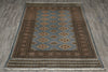 Load image into Gallery viewer, 4 x 6 Hand-Knotted Jaldar Diamond Bokhara Rug Light Gray Blue #PIX-25472