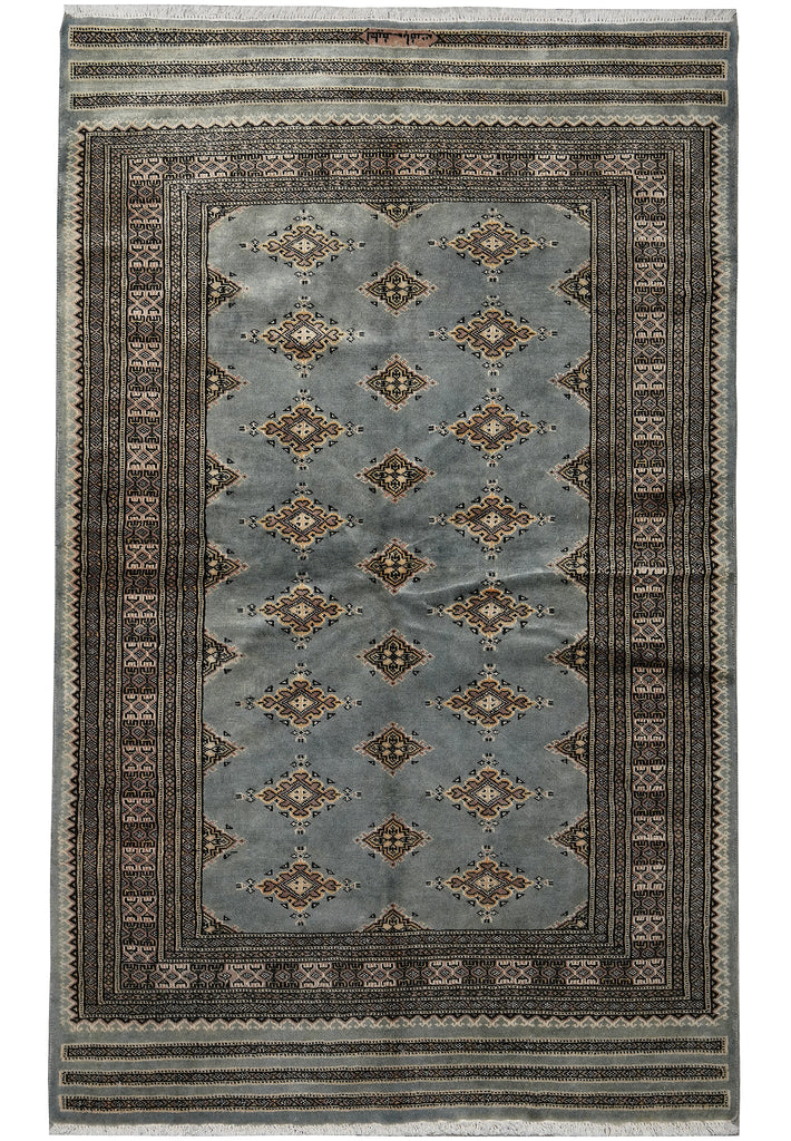4 x 6 Slate Blue Hand-Knotted Jaldar Bokhara Rug #F-3126