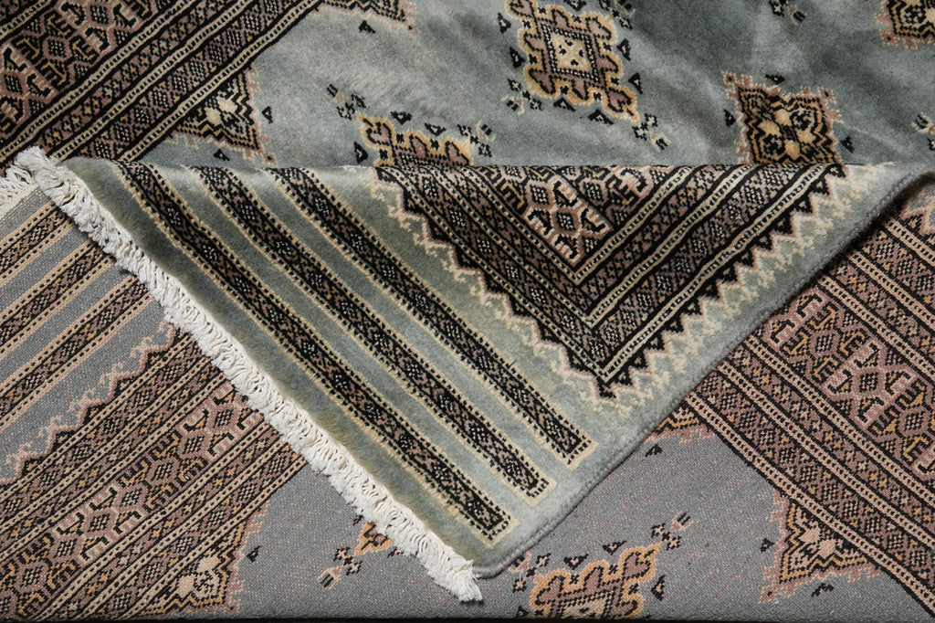 4 x 6 Slate Blue Hand-Knotted Jaldar Bokhara Rug #F-3126