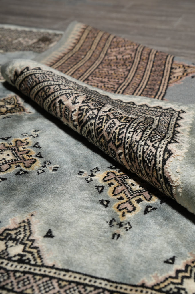 4 x 6 Slate Blue Hand-Knotted Jaldar Bokhara Rug #F-3126