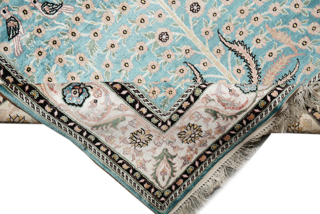 4 x 6 Silk Prayer Rug Turquoise #PIX-28633
